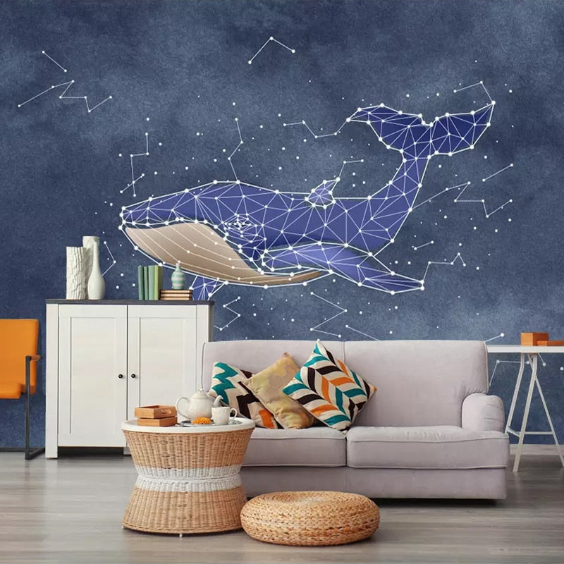 Custom Size Wallpaper Mural Watercolor Shark Constellation