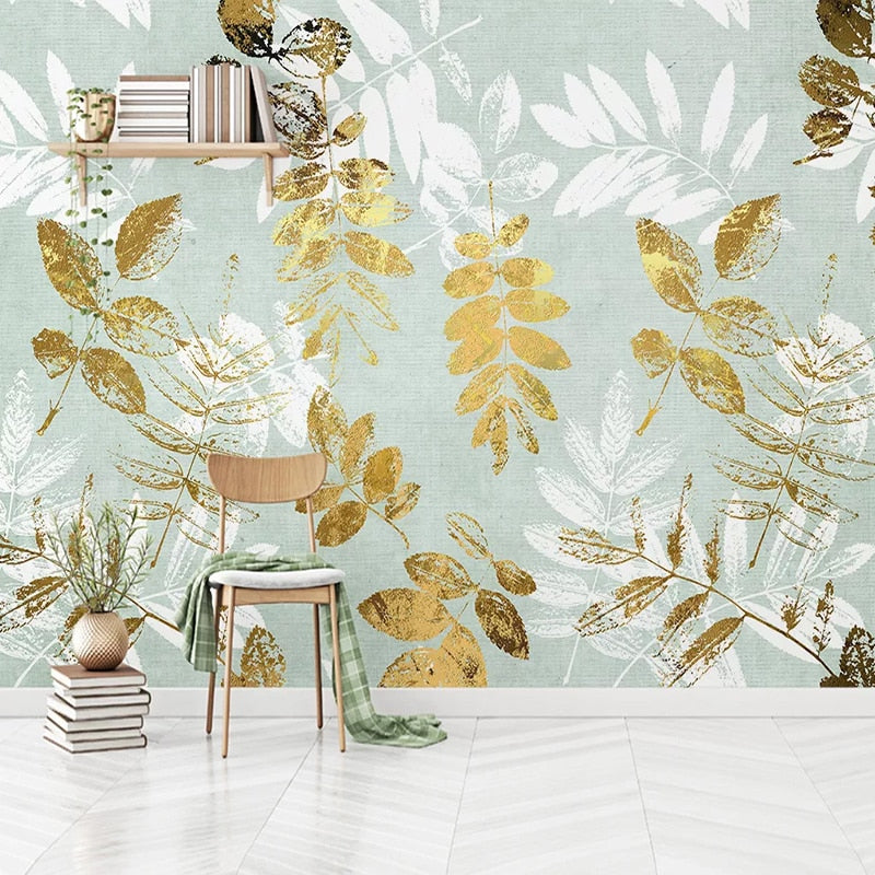 3d Golden tree and white flowers wallpaper | Living room wallpaper for walls