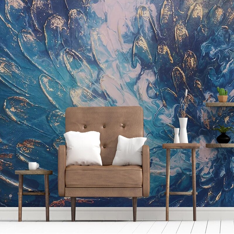 Wall Mural Blue Feathers 