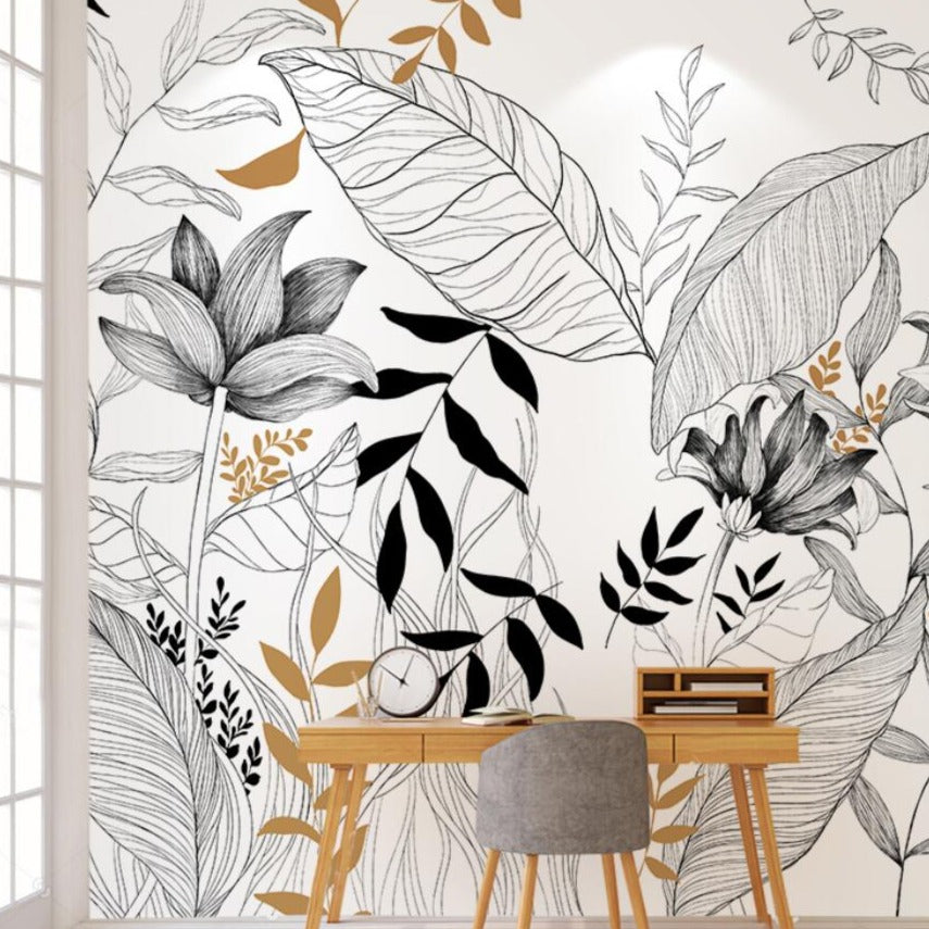 Custom Wallpaper Mural Abstract Tropical Rainforest Plants | BVM Home