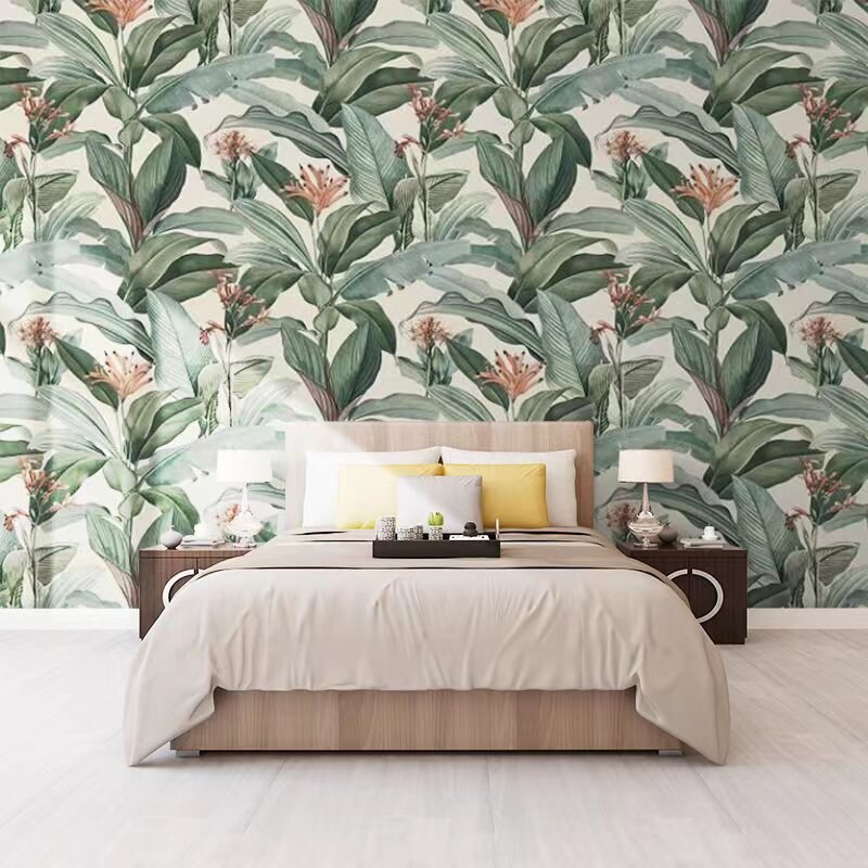 Custom Wallpaper Mural Vintage Tropical Banana Leaf Bvm Home