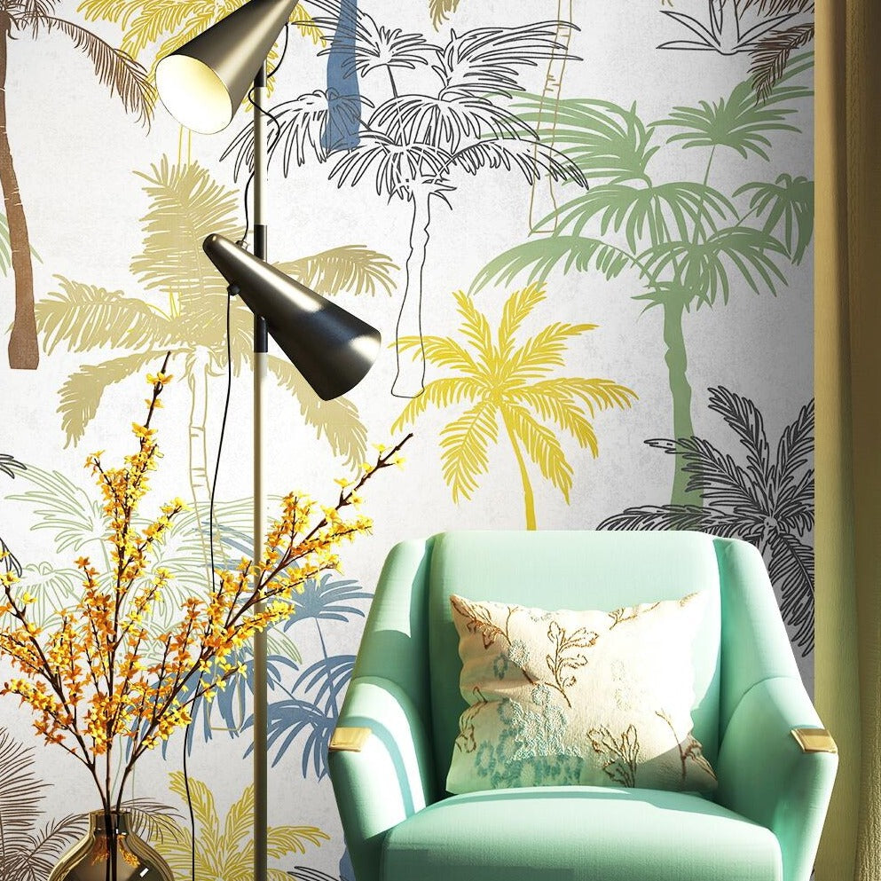 Coconut Palm Tree Sticker Tropical Beach Wall Decal Living Room Backdrop  Sticker