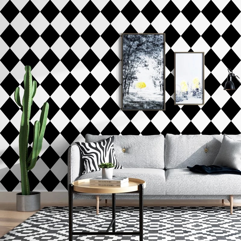 black and white checkered wallpaper