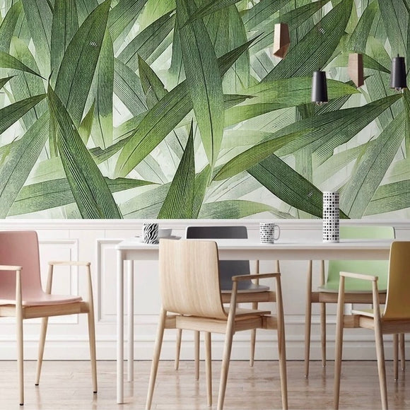 custom-wallpaper-mural-nordic-abstract-bamboo-leaves