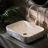 Chinese Ceramic Art Countertop Square Floral Basin Lavabo Porcelain Bathroom Sink