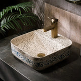 Small Size Chinese Ceramic Art Countertop Square Basin Lavabo Porcelain Bathroom Sink