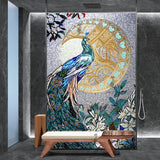 Custom Luxury Glass Mosaic Mural Peacock Moon