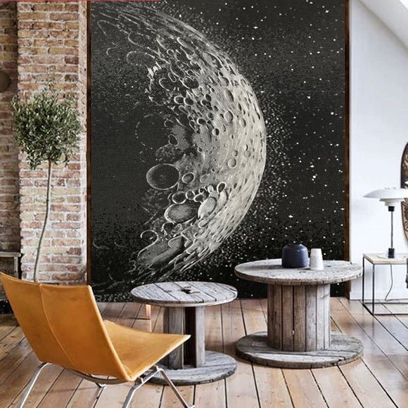 Custom Luxury Glass Mosaic Mural Wall Moon Surface