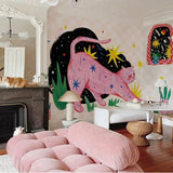 custom-wallpaper-mural-bold-vibrant-color-cat-papier-peint