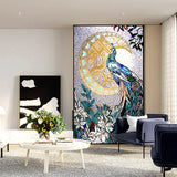 Custom Luxury Glass Mosaic Mural Peacock Moon