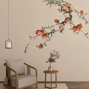 custom-mural-wallpaper-chinese-style-watercolor-pomegranate-branch