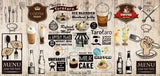 Retro Blackboard Motorcycle Wallpaper Mural for Restaurants (㎡)