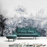 custom-wallpaper-mural-retro-tropical-trees-blue-papier-peint