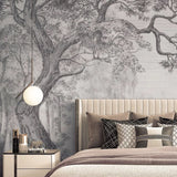 Custom Black and White Forest Trees Wallpaper Mural (㎡)