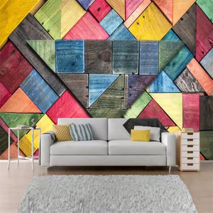 custom-wallpaper-mural-colorful-geometric-wood-board-effect