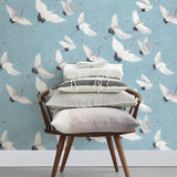 custom-wallpaper-beautiful-crane-art-mural