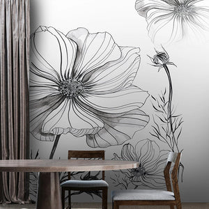 black and white plant art