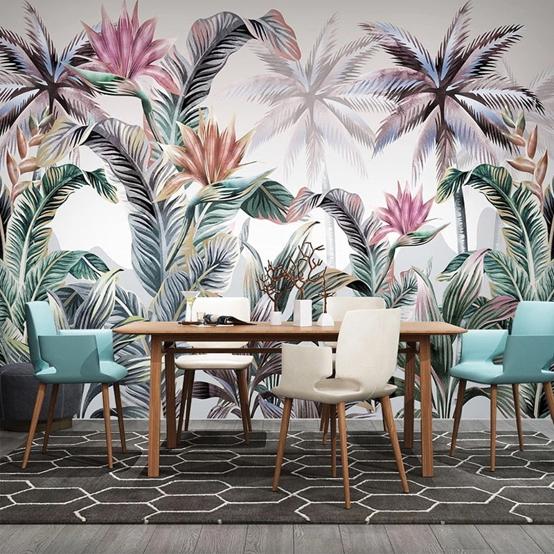 Custom Wallpaper Mural Tropical Plant Banana Leaves Bvm Home