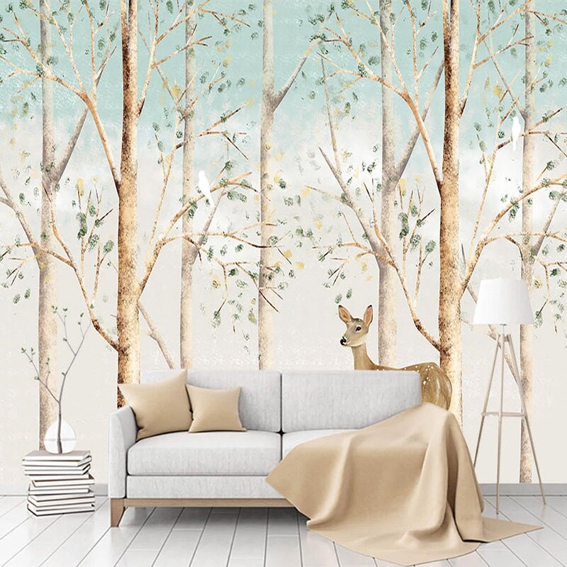 Custom Mural Wallpaper Elk in the Forest Wallcovering | BVM Home