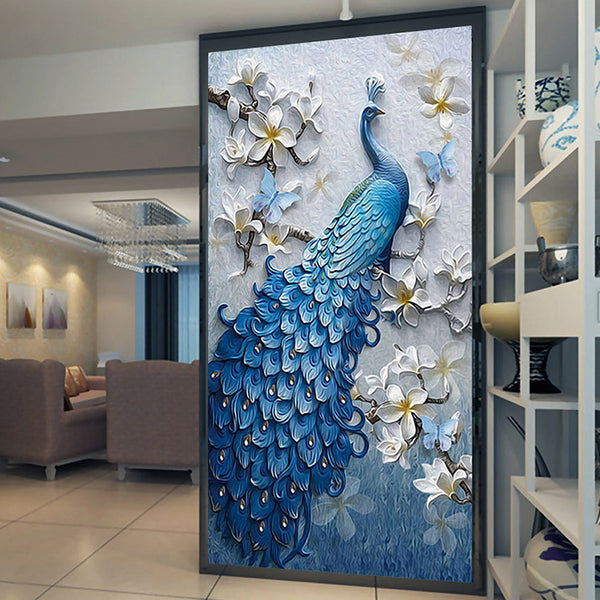 Custom 3D Wallpaper Peacock Flower Hallway Entrance Murals