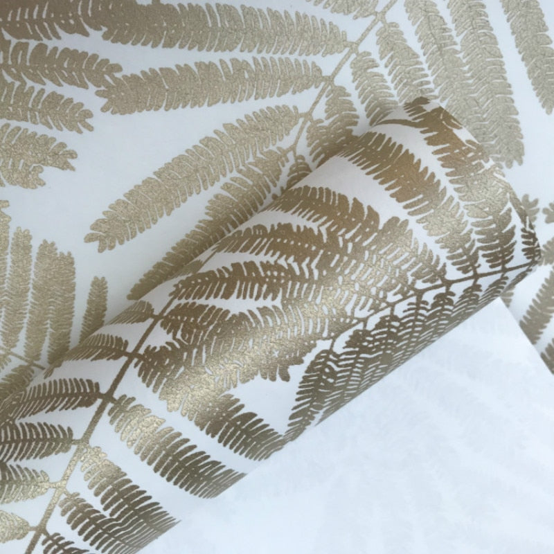 Gold Leaves Fabric, Wallpaper and Home Decor