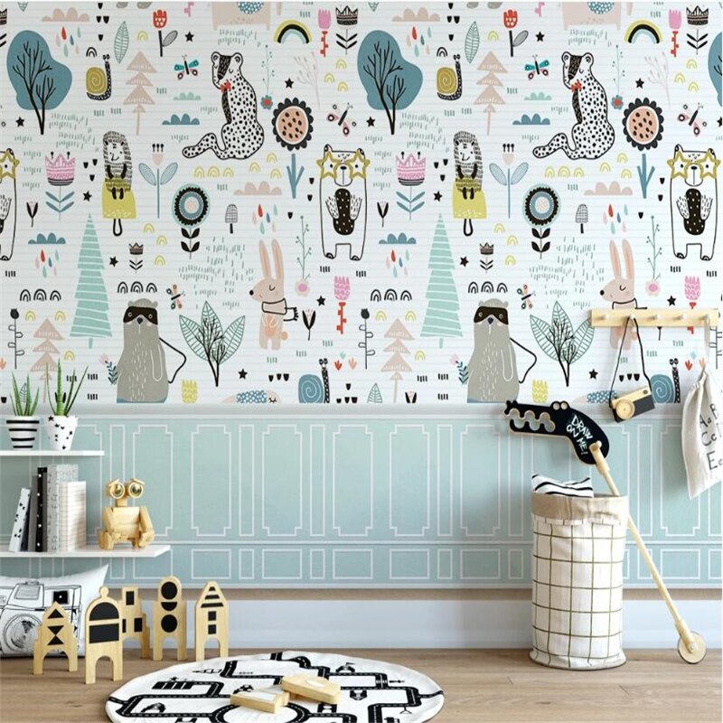 Custom Size Wallpaper Mural for Kids' Room Cartoon Trees | BVM Home